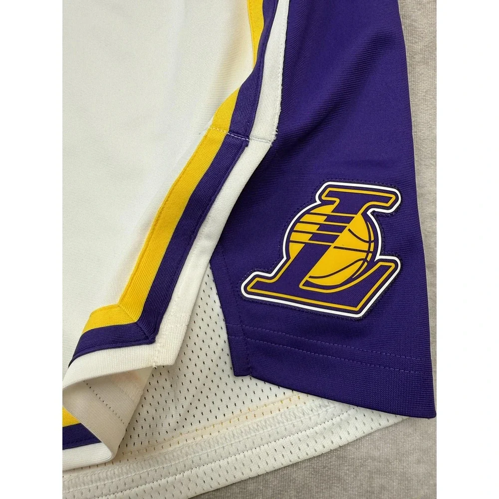 Los Angeles Lakers Shorts Men 48R 3XL White Purple NBA Basketball Nike VaporKnit
